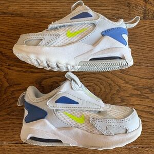 Nike Kids White and Blue Sneakers with Neon Accents